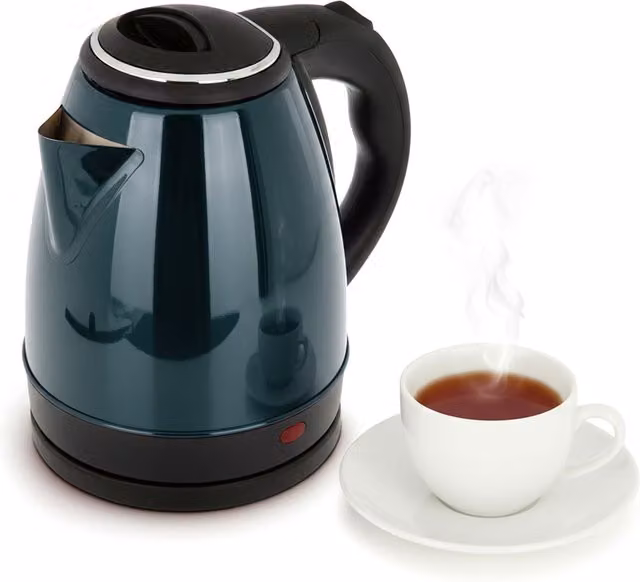 Bollitore elettrico KASANOVA in acciaio inox blu con funzione di spegnimento automatico, 1,5 l