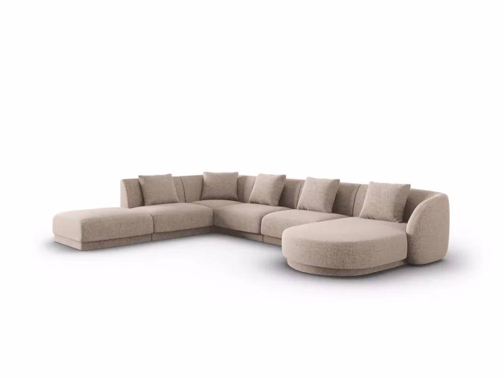 Divano panoramico sinistro Tulum Cosmopolitan Design a 6 posti in ciniglia beige L/P/H: 330 x 181 x 70 cm – 2