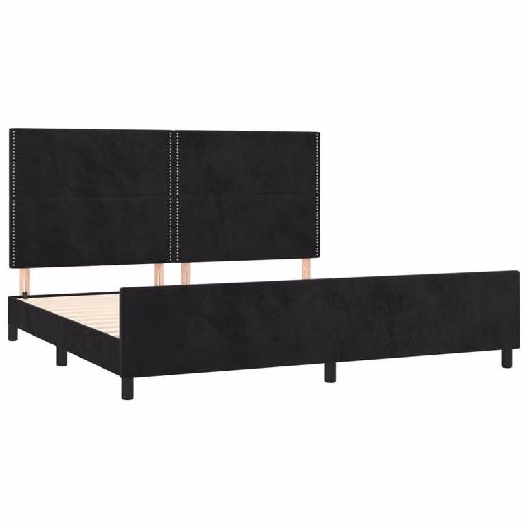 Giroletto senza Materasso Nero 200x200 cm in Velluto