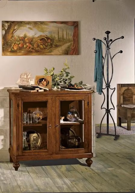 Vetrina Mobili 2G con 2 ante in vetro e ripiani interni in legno color noce L: 110 cm, P: 40 cm, H: 100 cm – 1