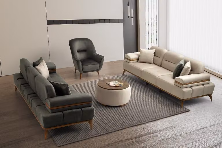 Zweifarbige Wohnzimmer Sofagarnitur Designer Polstercouchen Edle Möbel