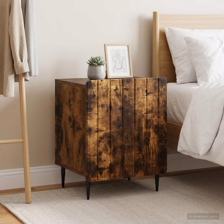 Set di 2 Armadi da Notte vidaXL in Rovere Fumo, Design Moderno, L 43 cm x P 34,5 cm x H 52 cm