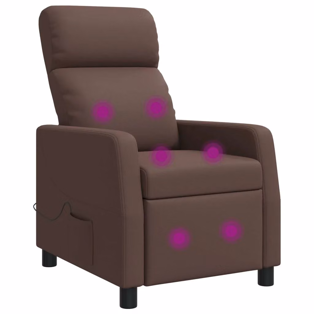 Poltrona Relax Recliner vidaXL in Similpelle Marrone con Braccioli e Leva Manuale – 2