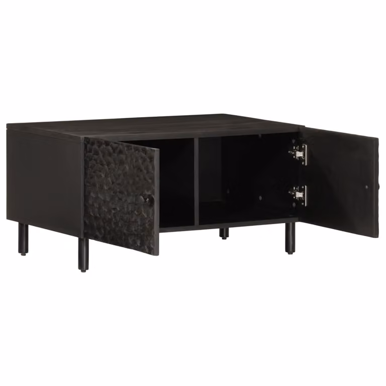 Tavolino nero 80x50x40 cm in legno massiccio di mango