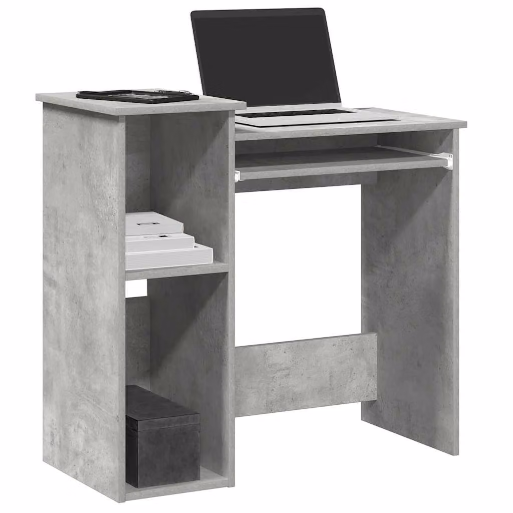 Scrivania moderna con mensole vidaXL in legno e MDF, colore grigio, L 84 cm x P 40 cm x H 78 cm