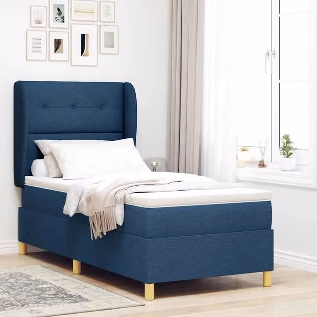 Letto ibrido con testiera in tessuto blu vidaXL L/P: 200 x 100 cm