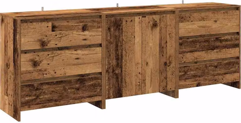 Credenza 3 pz Legno Antico in Legno Multistrato