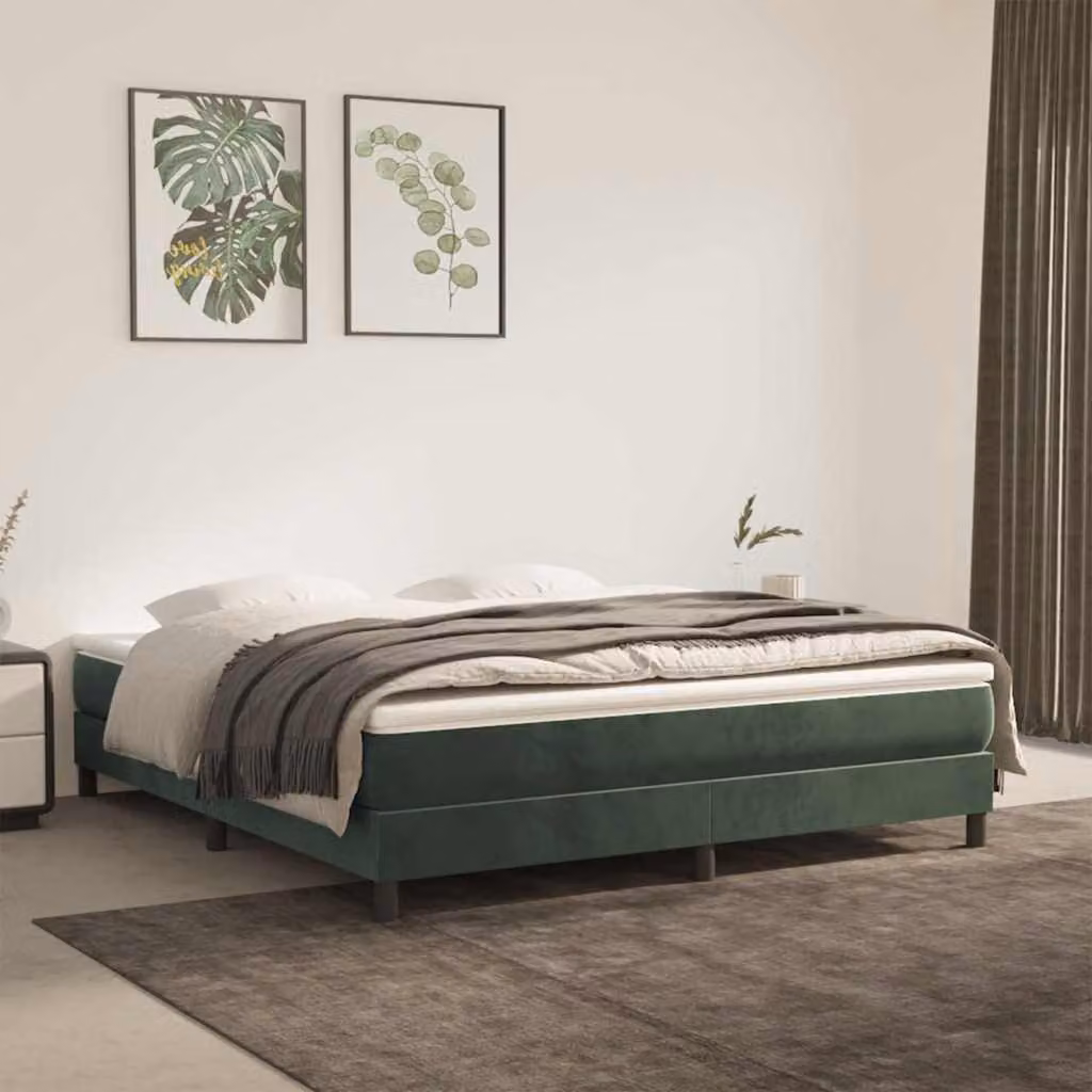 vidaXL Materasso Ibrido in Velluto Verde con Rivestimento Rimovibile L: 160 cm, P: 210 cm, H: 20 cm