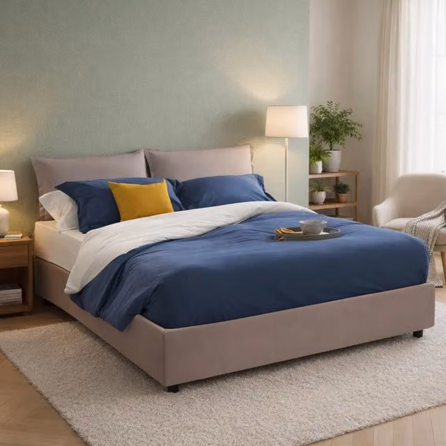 Letto Matrimoniale Moderno Talamo Italia con Contenitore a Sollevamento, Grigio o Beige, L/P/H: 160 x 200 x 175 cm – 1