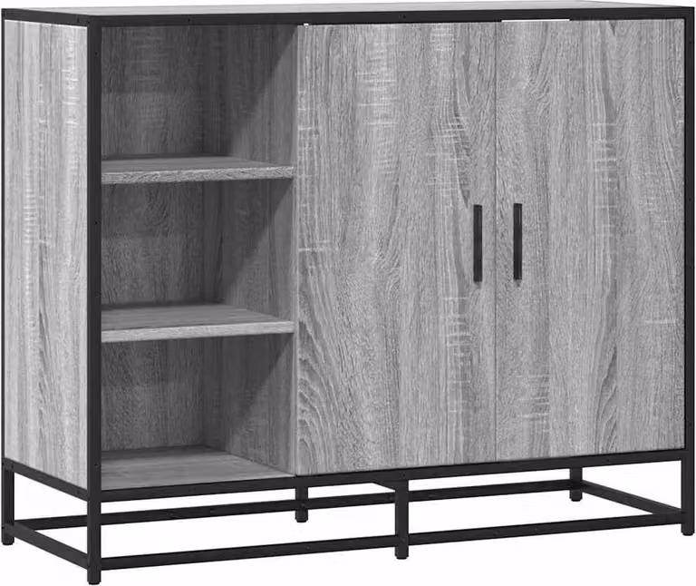 Credenza Grigio Sonoma 92x35x76 cm in Legno Multistrato