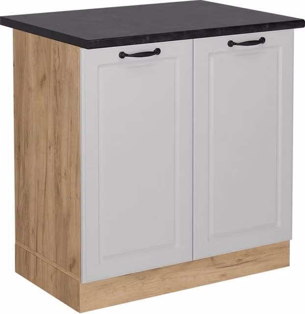 Mobile lavello cucina R-Line Bianco rustico/Rovere dorato 80 cm, PL Antracite Vicco