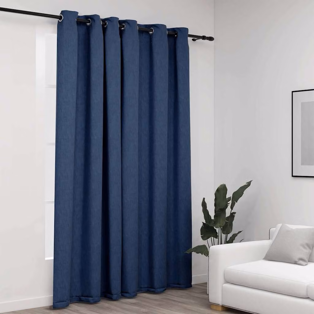 Tenda Oscurante con Effetto Lino vidaXL, Colore Blu, L: 290 cm, H: 245 cm