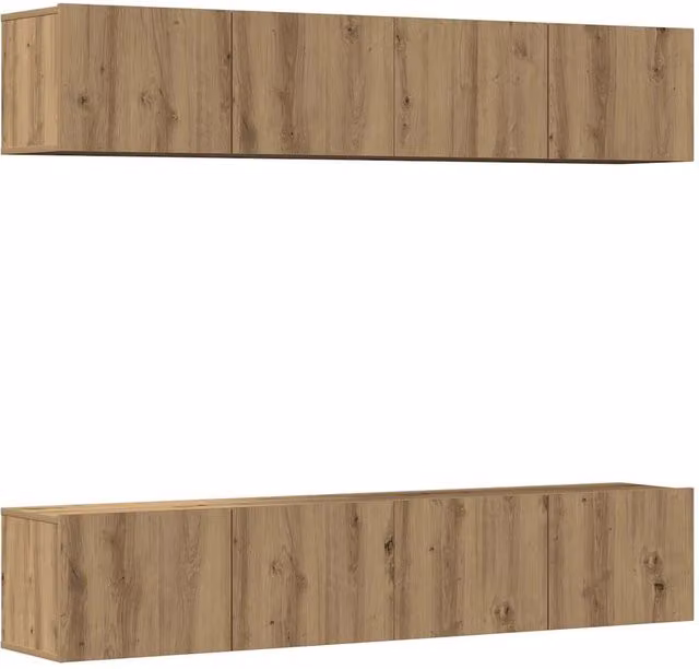 Set di 4 mobili porta TV da parete HELLOSHOP26 in legno di rovere color marrone, design minimalista, L 80 cm x P 30 cm x H 30 cm