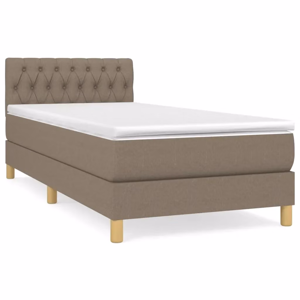 Letto Ibrido vidaXL con Giroletto a Molle e Materasso in Tessuto Beige e Bianco L/P/H: 200 x 80 x 40 cm – 2