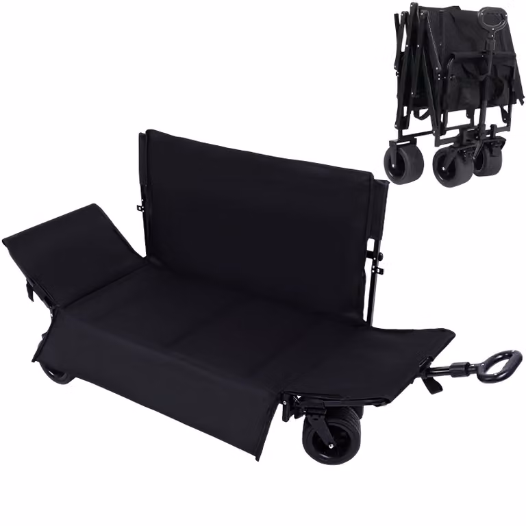 Carrello pieghevole 3 in 1 con funzione divano e lettino, fino a 380 kg, ripiegabile, schienale regolabile, imbottito, per campeggio, giardino, spiaggia