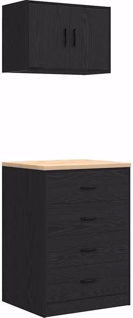 Set di 2 armadietti da garage polivalenti 60 x 51 x 85 cm grande capacità portaoggetti ufficio in legno multistrato nero 02_0055811