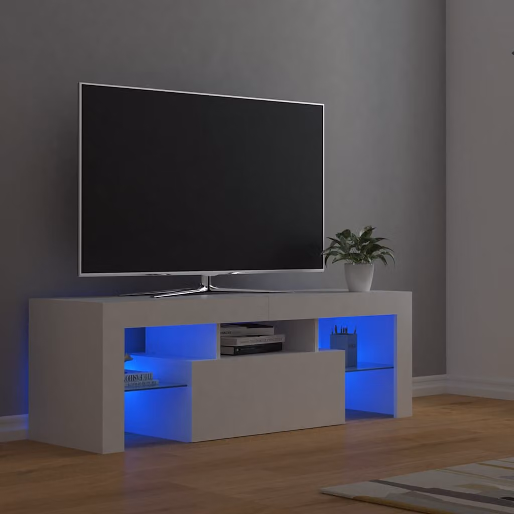 vidaXL Mobile Porta TV Moderno con Luci LED Integrate Bianco L 120 x P 35 x H 40 cm