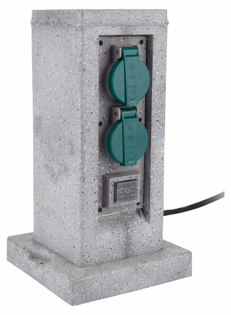 Zenitech - Distributore di corrente a pavimento, modello Steinpoller, 4 prese da 16A + 2 prese interconnesse, cavo di 5 metri, colore grigio