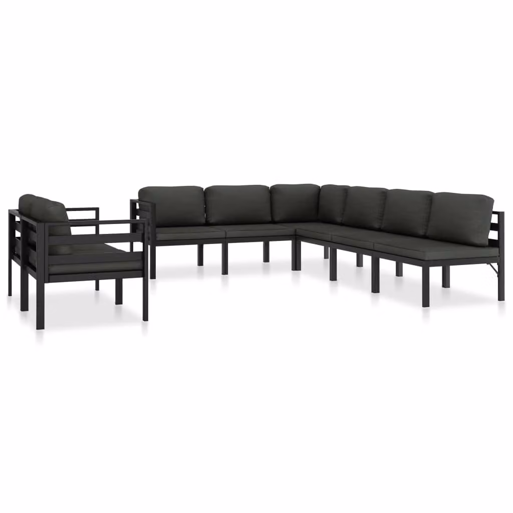 Maison Exclusive - Set da giardino 8 pezzi con cuscini in alluminio antracite