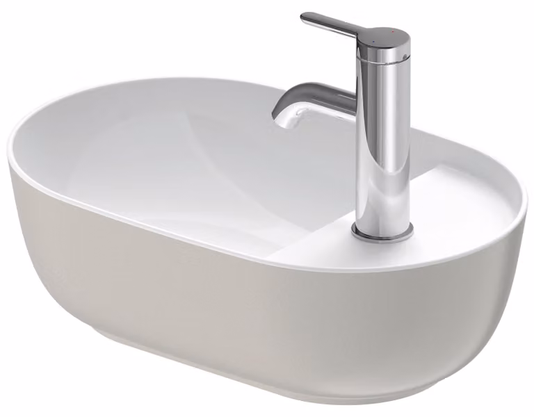 Duravit Luv vasque à poser 42x27cm, sans trop-plein, avec plage de robinetterie, 1 trou pour robinetterie, rectifié, 0381422300, 0381422300
