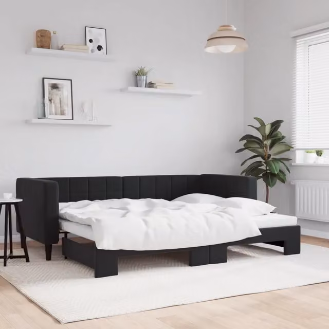 Divano Letto con Letto Estraibile-Sofa Letto-Daybed Nero 80x200 cm in Velluto 310589