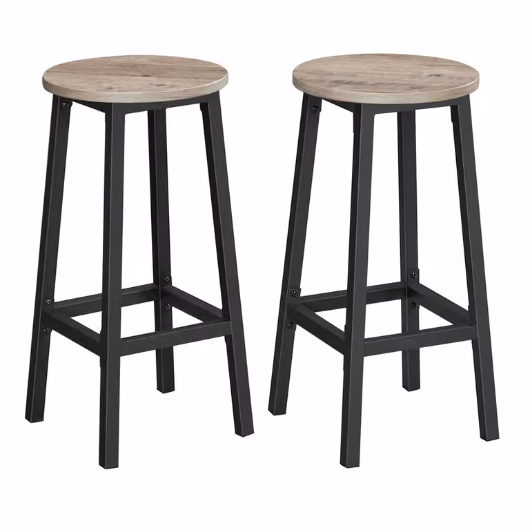 Set di 2 Sgabelli da Bar Bianco Nuvola, Greige Melange + Nero