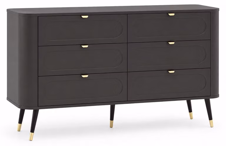 Comodino: 6 cassetti, colore nero, dimensioni 138 x 40 x 79 cm