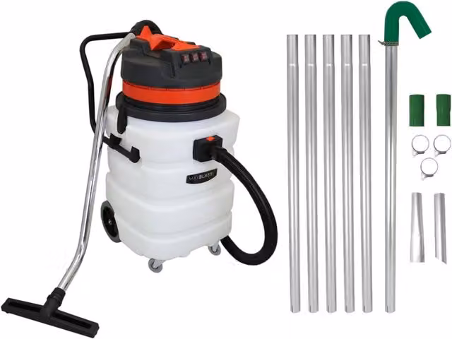 Kit Pulizia Grondaie con Tubi Estensibili e Aspiratore Industriale da 90L in Colore Argento e Bianco