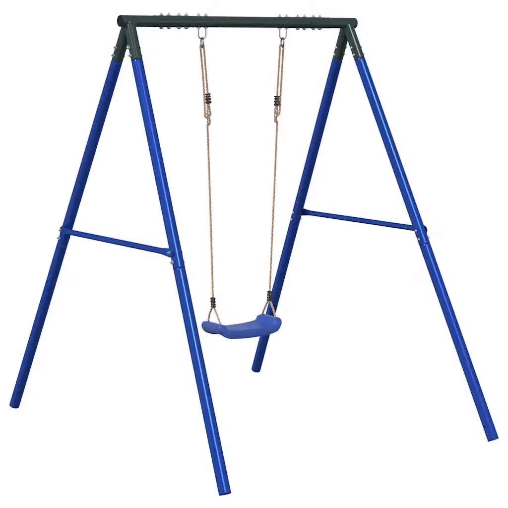 Set Gioco da Esterno con Altalena vidaXL in Metallo e Plastica, Blu e Verde, H 185 x L 156 x P 185 cm – 2