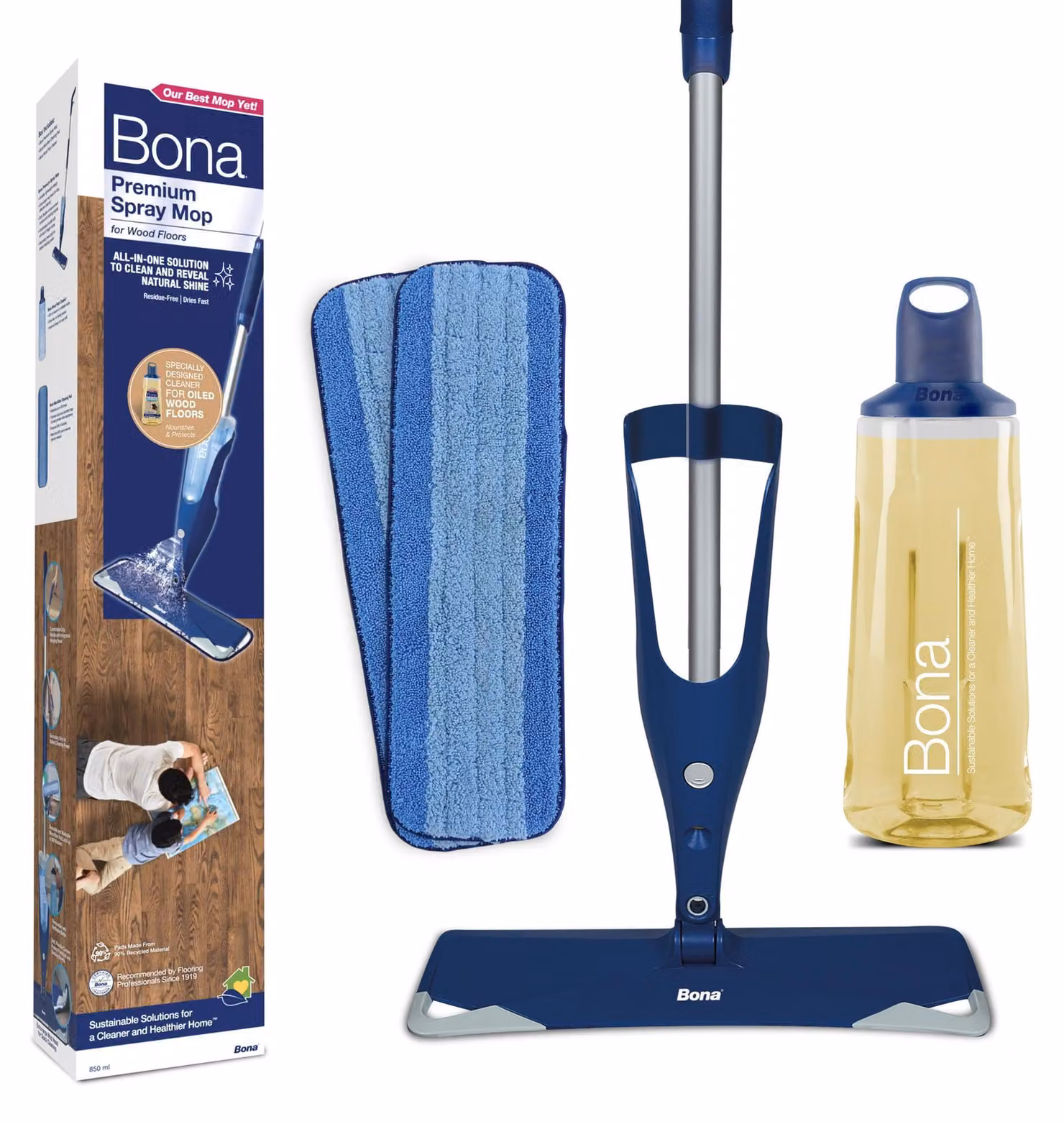 Mocio spray con tamponi in microfibra, largo 42 cm, ideale per pavimenti in legno oliati