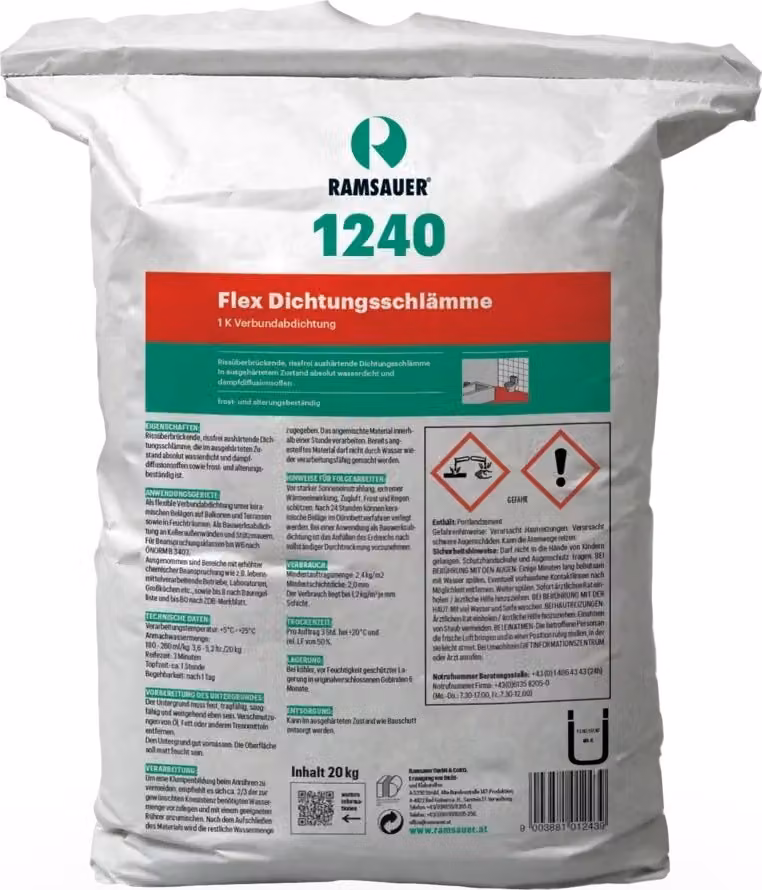 Ramsauer 1240 Flex 1K impermeabilizzante a base di fanghi di saldatura sacco da 20 kg
