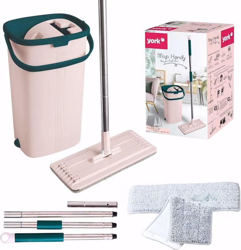 Set per la pulizia a secco, completo di secchio, mop, sistema di strizzatura, microfibra, capacità 4,7 litri