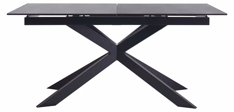 Miliboo - Tavolo allungabile in Vetroceramica nera e metallo, L 168-210 cm, MELZA