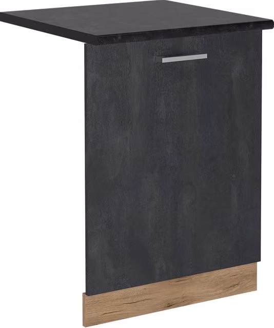 Pannello frontale per lavastoviglie da incasso Vicco R-Line Calce nera e Rovere dorato con finitura Antracite, Larghezza: 60 cm