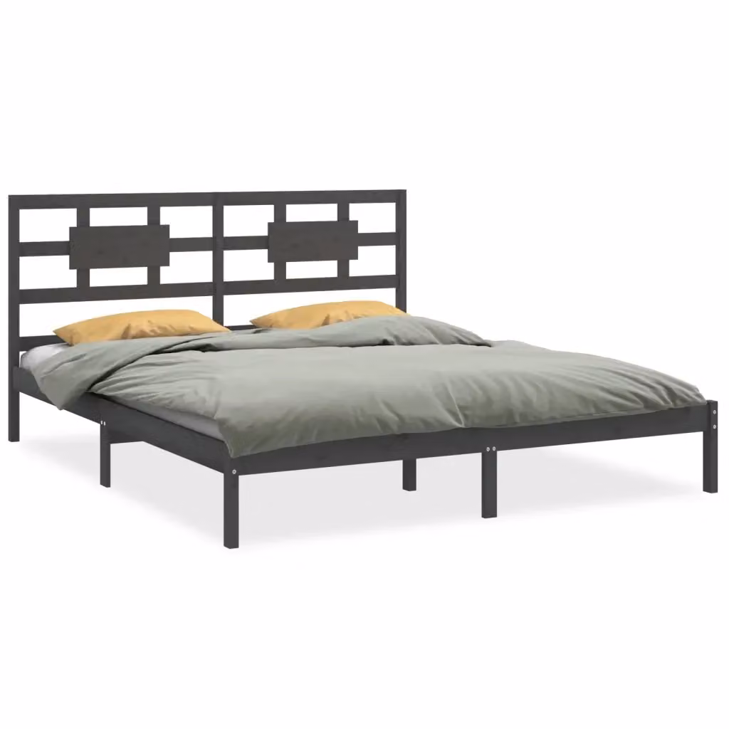 vidaXL Giroletto in Legno Massello di Pino Grigio 200x200 cm – 2