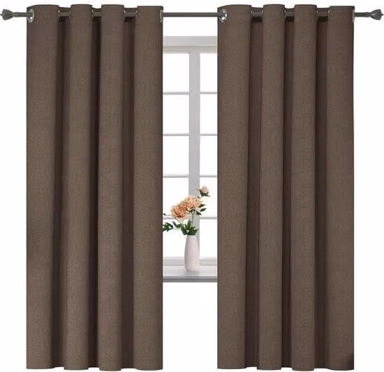 Set di tende oscuranti - Isolamento termico - 2 pezzi - Colore caffè - 140x175 cm