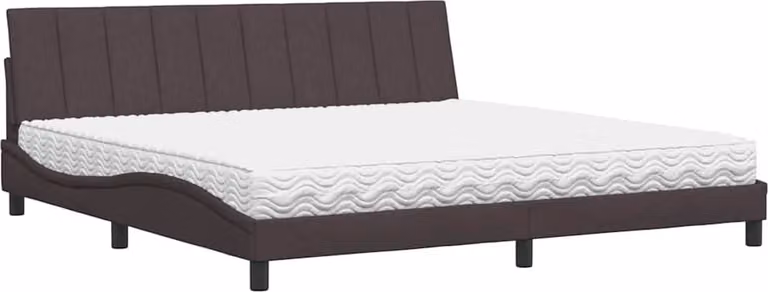 Letto con Materasso Hanko Marrone Scuro 200x200 cm in Tessuto