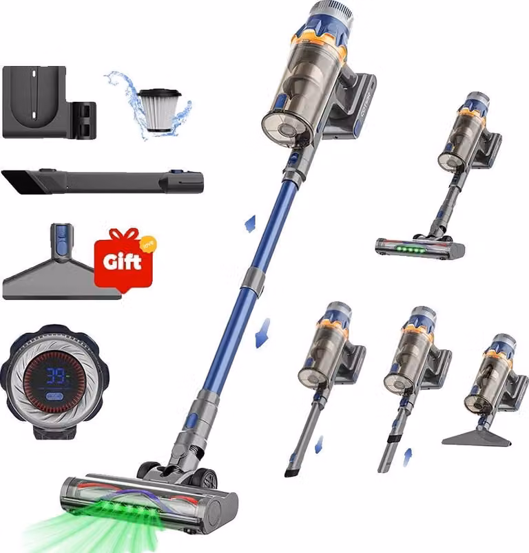 Aspirapolvere a batteria, forte potenza di aspirazione, filtro HEPA, blu navy, UE