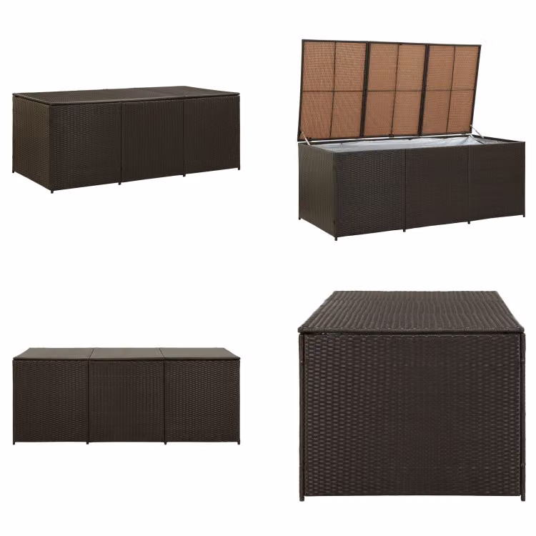 vidaXL Scatola da giardino in Poly Rattan 180x90x70 cm Marrone - Scatola da giardino - Scatole da giardino - Cassapanca da giardino - Cassapanca da giardino