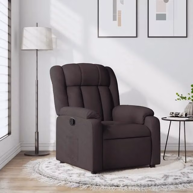 Poltrona Reclinabile Relax vidaXL in Tessuto Marrone con Braccioli e Leva Manuale