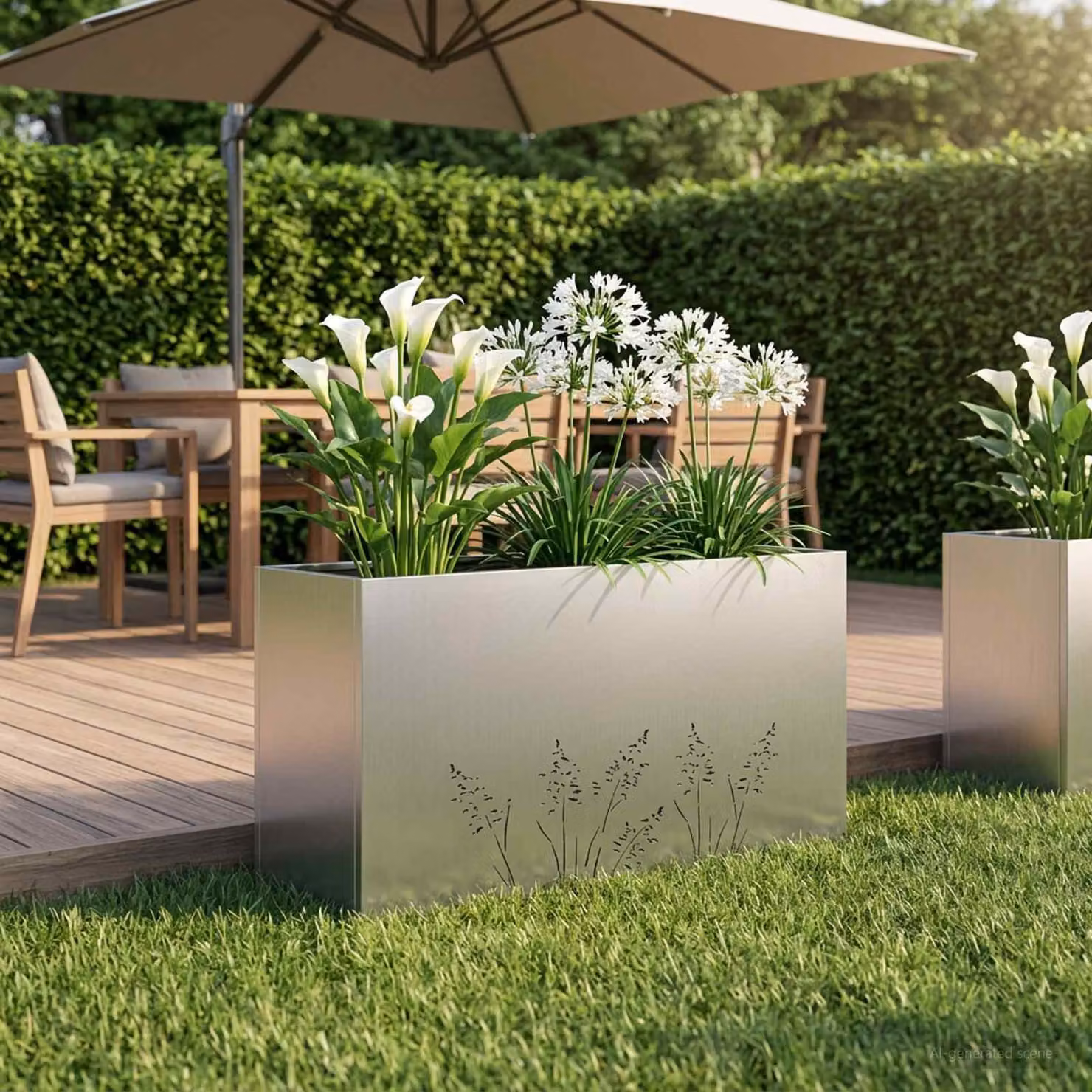 Vaso da giardino vidaXL in acciaio zincato argento L: 100 cm, P: 20 cm, H: 49 cm