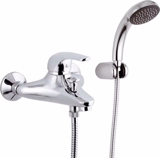 Rubinetto esterno per vasca con doccia duplex serie Project Remer in ottone cromato argento a leva singola