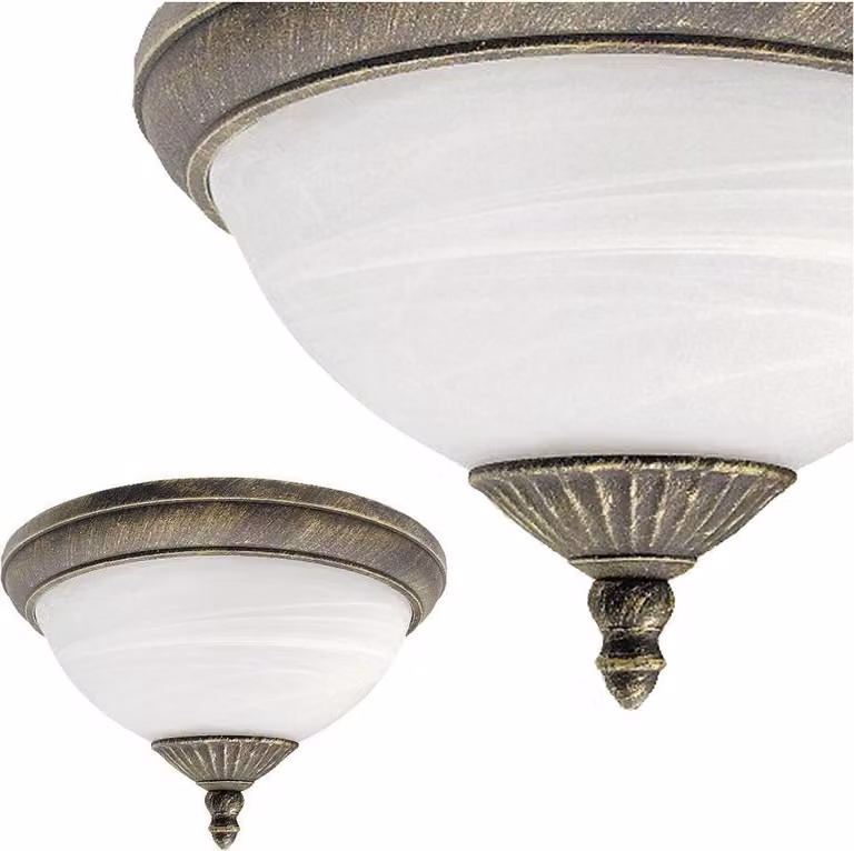 Rabalux 8377 Madrid plafoniera per esterni, E27, bianco-oro, rotonda, ø335mm