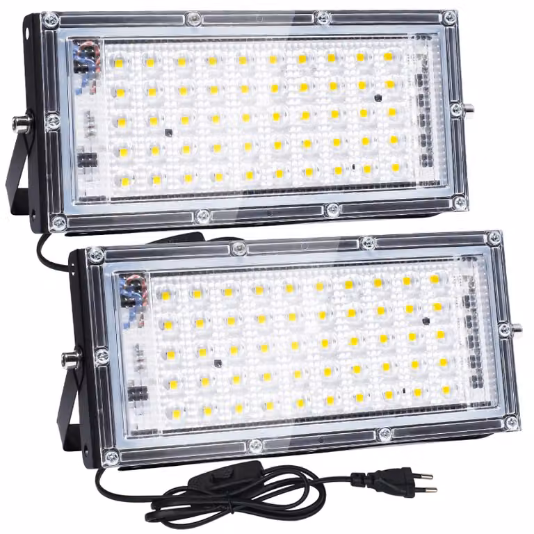 Faretto LED da esterno, 50W, confezione da 2, 5000 lumen, grado di protezione IP65, temperatura di colore 6500K