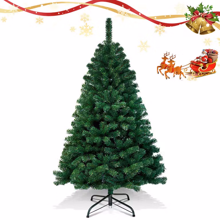 Clanmacy 210cm albero di Natale artificiale, albero di Natale con supporto in metallo, albero di Natale 900 punte aghi in PVC, albero di Natale artificiale sistema pieghevole verde