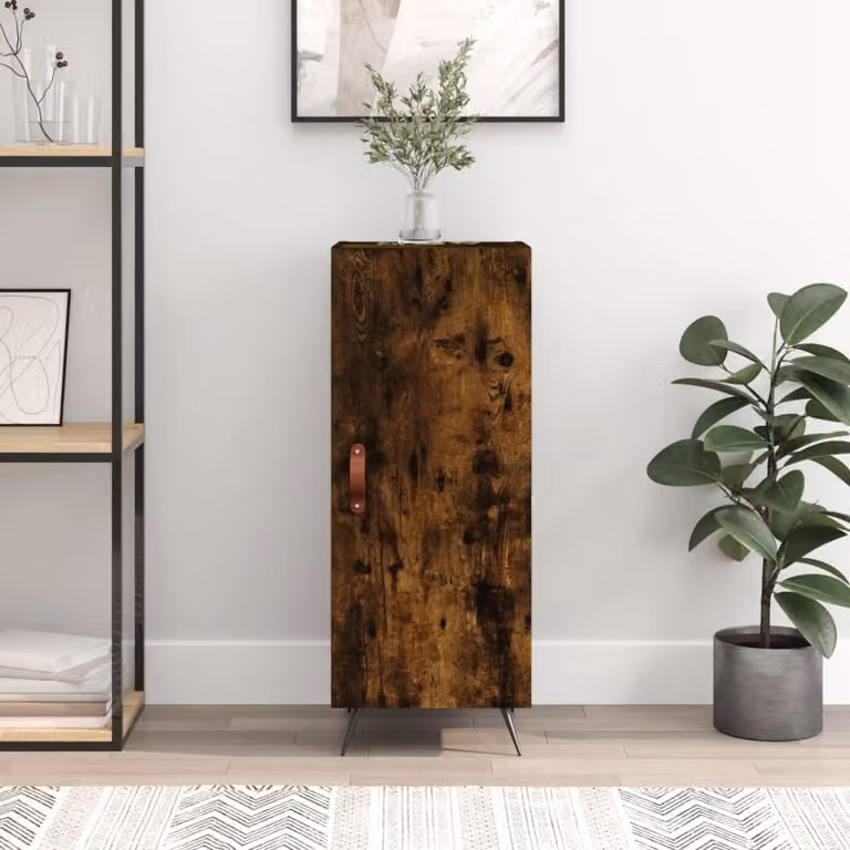 Credenza moderna vidaXL in legno e metallo colore rovere fumo, L/P/H: 34,5 x 34 x 90 cm