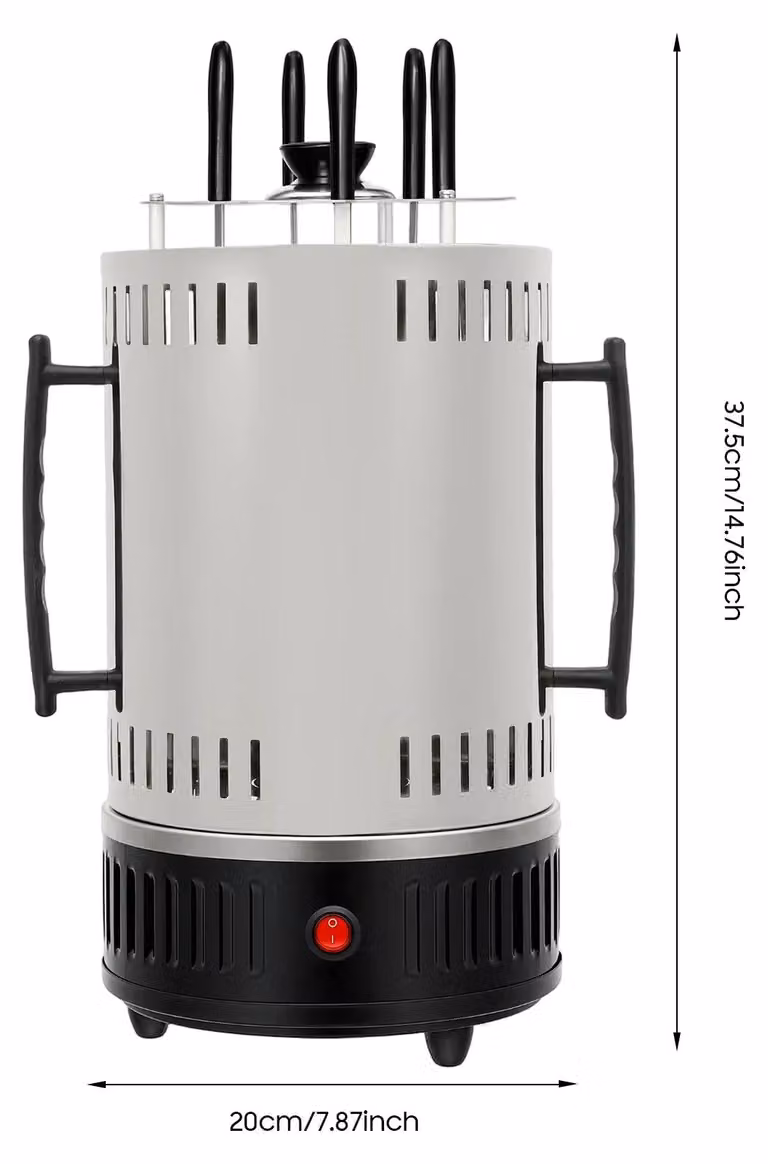 Griglia rotante elettrica - Griglia verticale per kebab - 1000W - Acciaio inossidabile 304 - Spina europea 220-240V - Grigio chiaro - Adatta per uso domestico e professionale