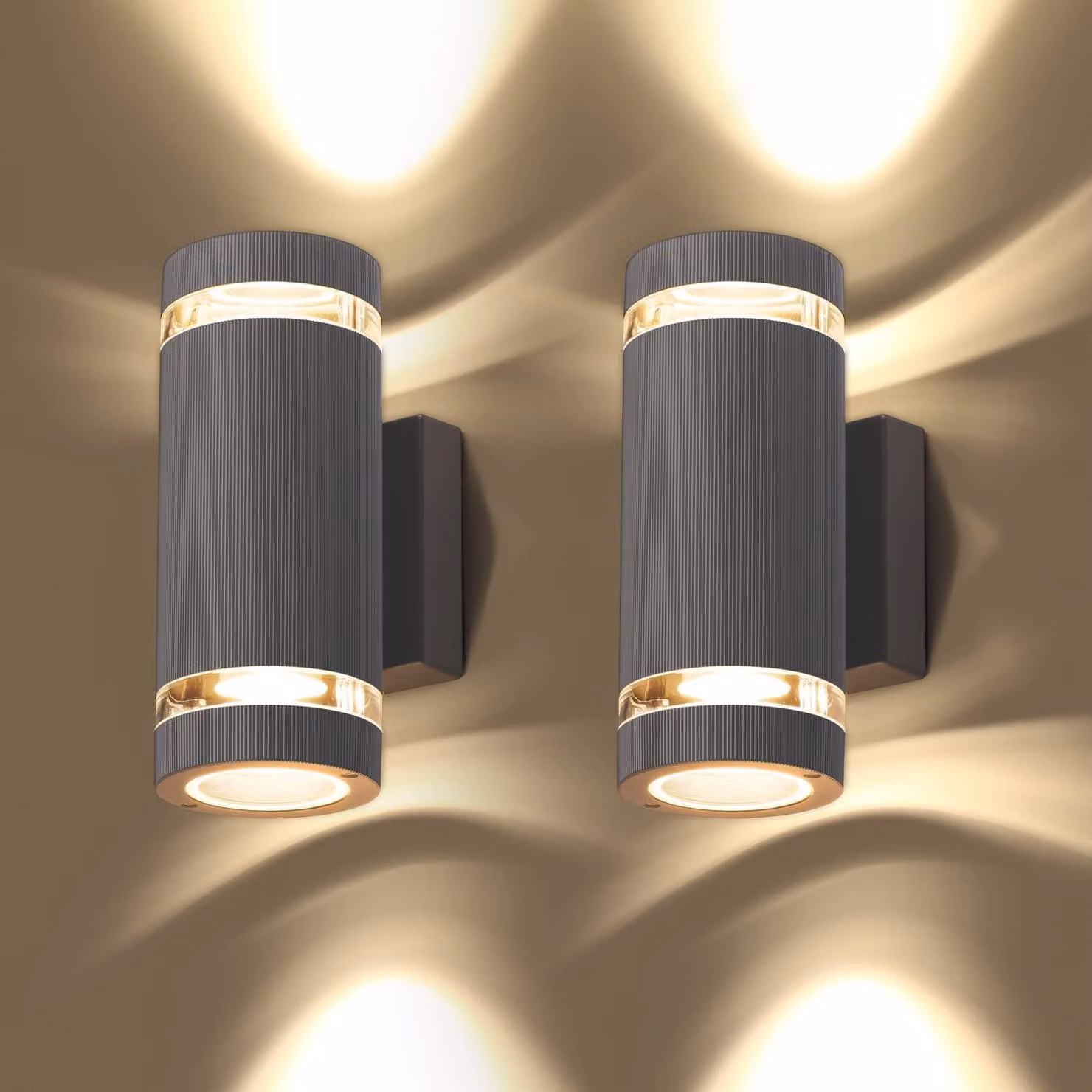 Lampada da parete a LED per esterni, set da 2, grado di protezione IP65, 3000K, alluminio, luce bianco caldo