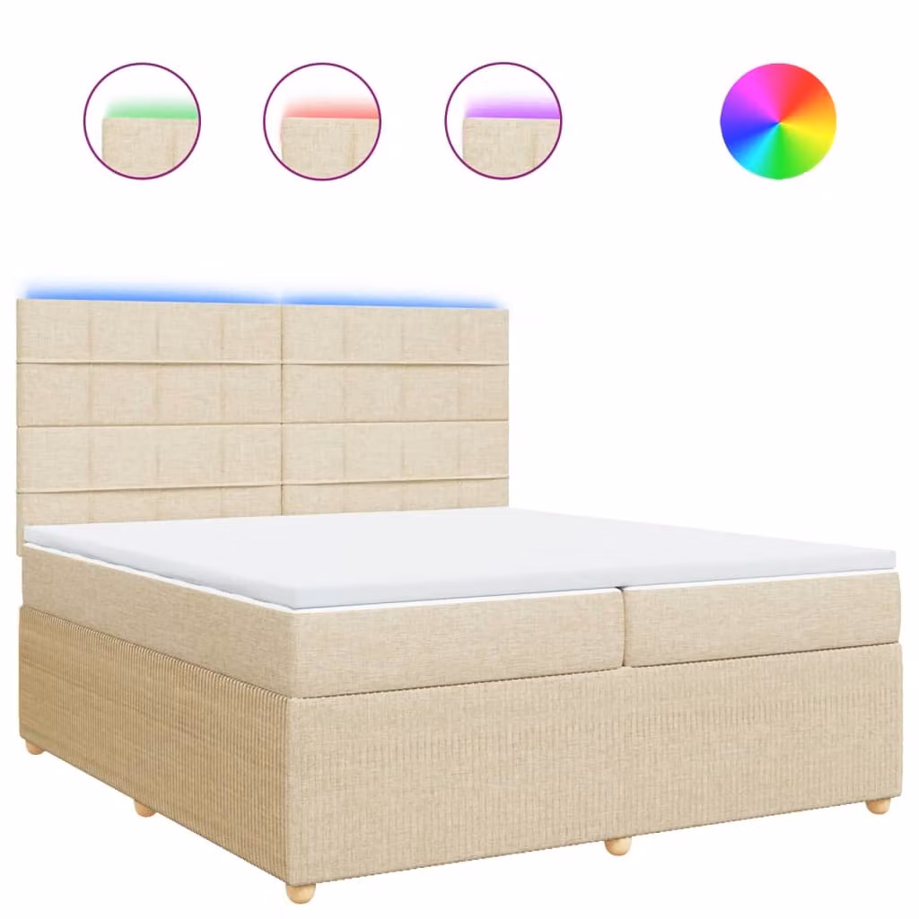 Giroletto a Molle con Materasso Crema 200x200 cm in Tessuto