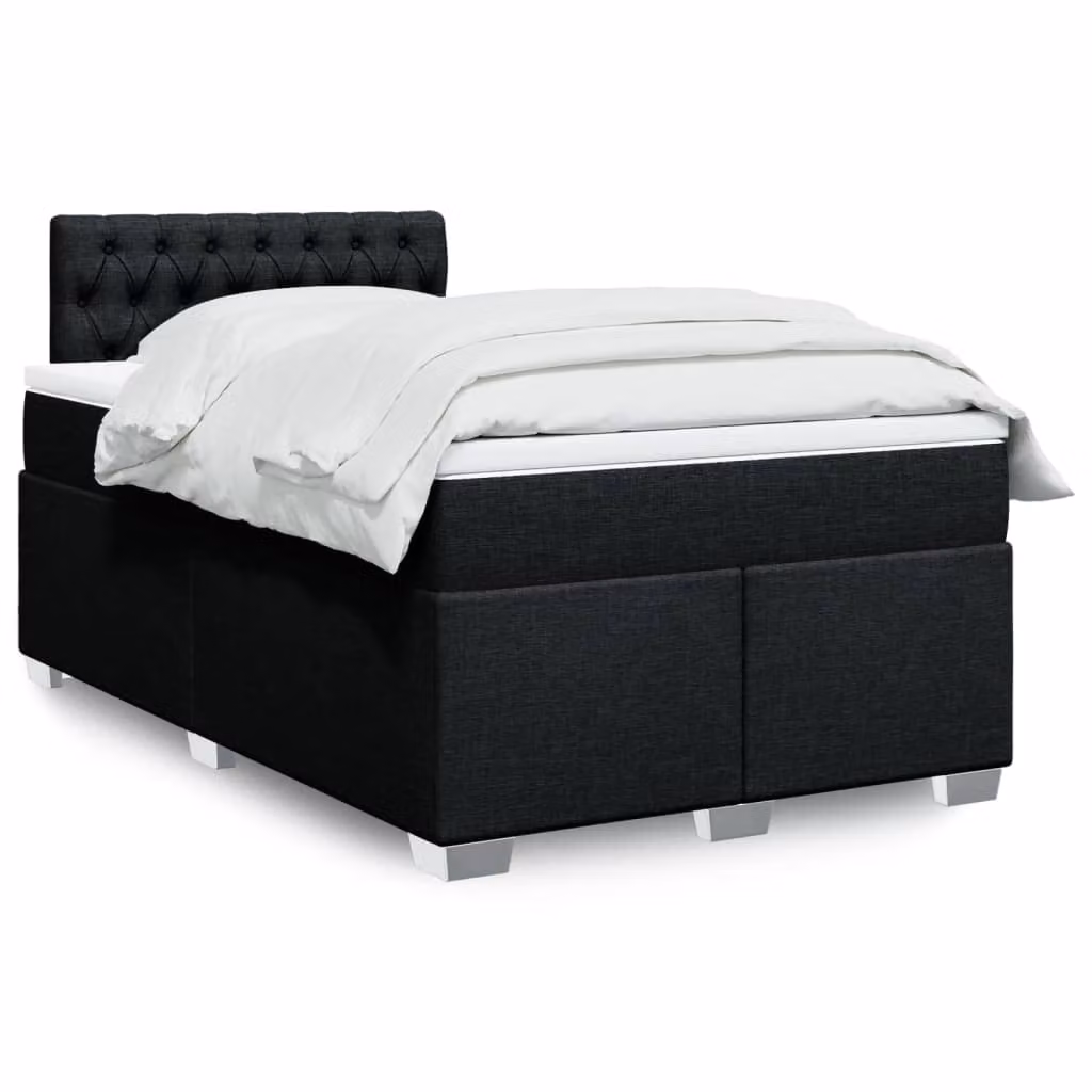 vidaXL Letto Ibrido con Giroletto a Molle e Materasso in Tessuto Nero L/P/H: 120 x 200 x 100,5 cm – 1